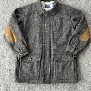 Pendleton Jacket Mens Medium Gray Wool Thinsulate Lined Made USA Elbow Patches
